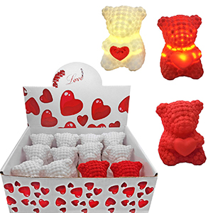 12-2026 Bear roses with light χονδρική, Valentine Items χονδρική