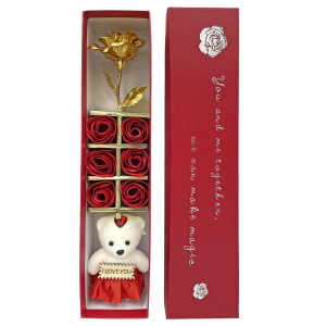 22-3055 Long box with bear, red roses & gold χονδρική, Valentine Items χονδρική