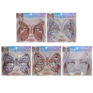 3-2465 Butterfly face stickers face gems χονδρική, Carnival Items χονδρική