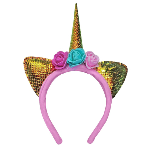 3-2583 Gold unicorn stick with flowers χονδρική, Carnival Items χονδρική