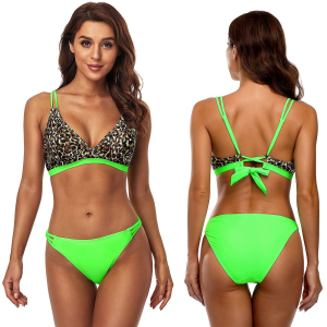 42-3051 Green printed triangle bikini swimsuit χονδρική, Summer Items χονδρική