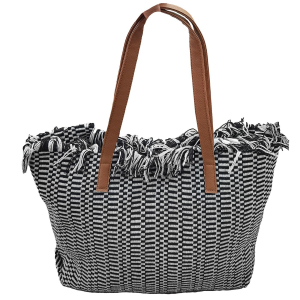 42-3118 Blue cotton beach bag with fringes χονδρική, Summer Items χονδρική