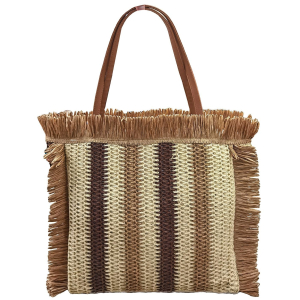 42-3123 Straw paper beach bag with fringes χονδρική, Summer Items χονδρική