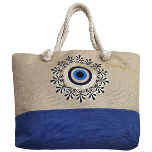 42-3131 Burlap beach bag with meander eye χονδρική, Summer Items χονδρική