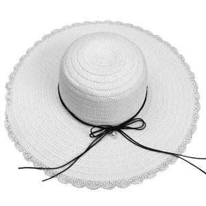 42-3140 White straw hat with pearl χονδρική, Summer Items χονδρική