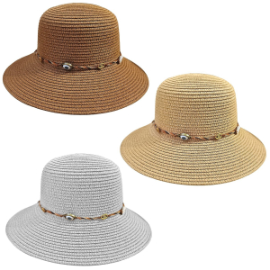 42-3142 Straw hat with eye & shells χονδρική, Summer Items χονδρική