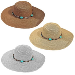 42-3143 Straw hat with blue gems χονδρική, Summer Items χονδρική