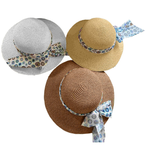 42-3145 Straw hat with ribbon eyes χονδρική, Summer Items χονδρική