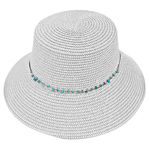 42-3146 Straw hat with blue stones χονδρική, Summer Items χονδρική