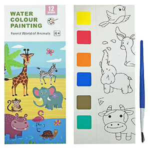 50-3203 COLORING ALBUM WITH WATER PAINTS & BRUSH ANIMALS χονδρική, School Items χονδρική