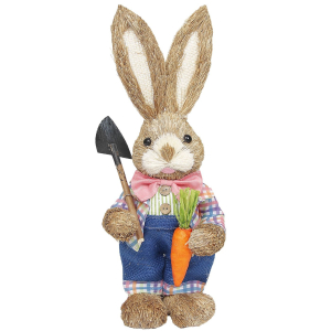 73-2160 Standing straw rabbit holding a shovel and a carrot χονδρική, Easter Items χονδρική