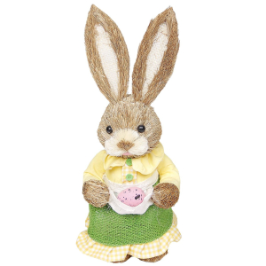 73-2161 Standing straw hare with yellow pants χονδρική, Easter Items χονδρική