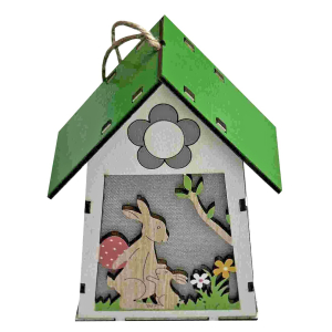 73-2178 Hanging house with green roof & rabbit χονδρική, Easter Items χονδρική