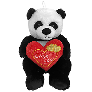 79-509 Plush panda bear with heart χονδρική, Valentine Items χονδρική