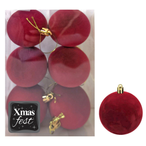 93-3551 Burgundy velvet balls pack=6pcs φ8 χονδρική, Christmas Items χονδρική