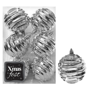 93-3558 Sculpted balls silver pack=6pcs φ8 χονδρική, Christmas Items χονδρική