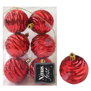 93-3560 Sculpted balls red pack=6pcs φ8 χονδρική, Christmas Items χονδρική