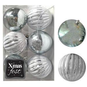 93-3561 Embossed antique mix balls with grey-green packs = 6 pcs φ6 χονδρική, Christmas Items χονδρική