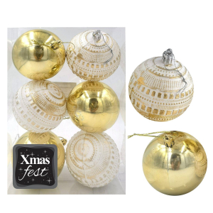 93-3566 Embossed antique mix balls with gold packs=6pcs φ7 χονδρική, Christmas Items χονδρική