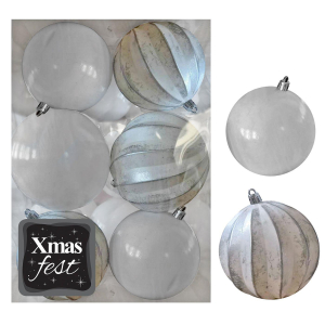 93-3569 Embossed antique mix balls with white packs=6pcs φ6 χονδρική, Christmas Items χονδρική