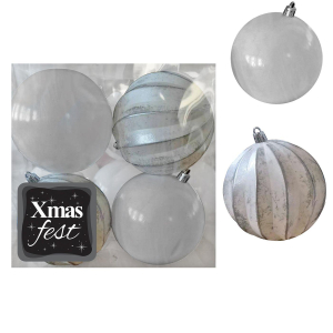 93-3572 Embossed antique mix balls with white packs=4pcs φ10 χονδρική, Christmas Items χονδρική