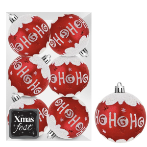 93-3573 Decor balls red ho ho ho pack=6 pcs φ8 χονδρική, Christmas Items χονδρική