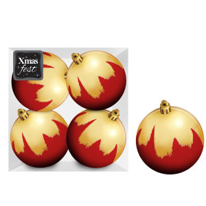 93-3575 Balls red with gold paint pack=4pcs φ10 χονδρική, Christmas Items χονδρική