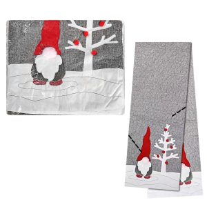 93-3614 Gray table runner with Holy gnome χονδρική, Christmas Items χονδρική