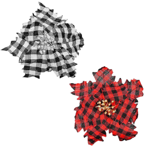 93-3637 Checkered fabric flower χονδρική, Christmas Items χονδρική