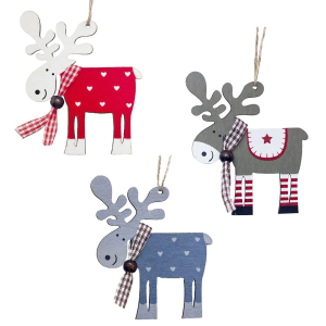 93-3640 Wooden reindeer with a hanging bell χονδρική, Christmas Items χονδρική