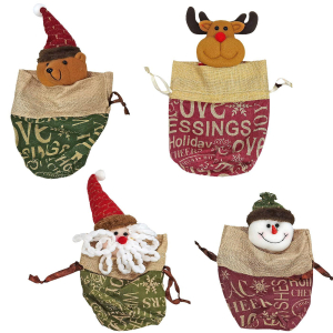 93-3675 Burlap bag with xmas figure χονδρική, Christmas Items χονδρική