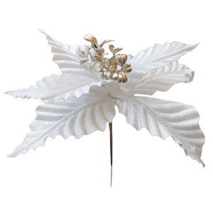 93-3748 Alexandrine flower medium white velvet χονδρική, Christmas Items χονδρική